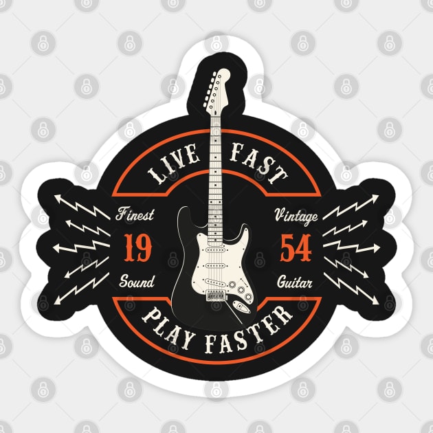 Live Fast Play Faster - Strat Guitar Sticker by mrspaceman